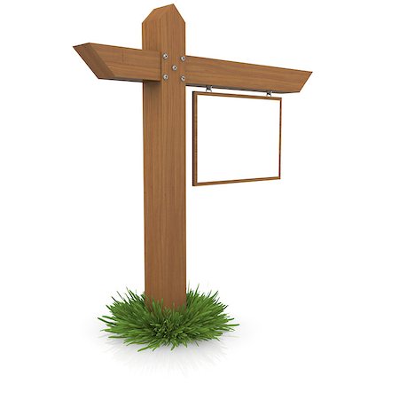 simsearch:400-04229535,k - Wooden signboard in the grass. Isolated render on a white background Photographie de stock - Aubaine LD & Abonnement, Code: 400-07256669