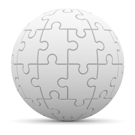 simsearch:400-07578126,k - Sphere consisting of puzzles. Isolated render on a white background Stock Photo - Budget Royalty-Free & Subscription, Code: 400-07256681