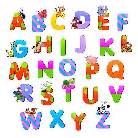 family vector - Alphabet with animals. Funny cartoon and vector isolated items. Stock Photo - Budget Royalty-Free & Subscription, Code: 400-07256738