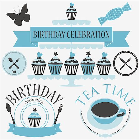 simsearch:400-06076985,k - Vector set of birthday icons in blue colors. Stock Photo - Budget Royalty-Free & Subscription, Code: 400-07257123