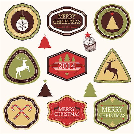 Vector collection of Christmas and New year's stickers Stock Photo - Budget Royalty-Free & Subscription, Code: 400-07257148
