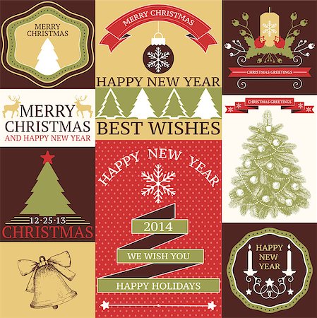 Vector set of Christmas and New years Cards Stock Photo - Budget Royalty-Free & Subscription, Code: 400-07257141