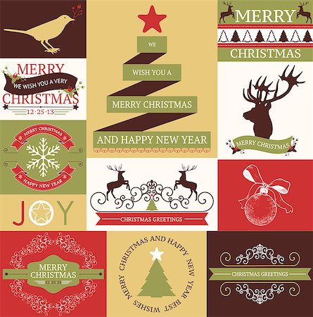 Vector set of Christmas and New years Cards Stock Photo - Budget Royalty-Free & Subscription, Code: 400-07257142