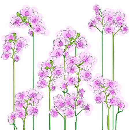 simsearch:400-05685192,k - Hand drawn illustration of a ceramic tile, greetings card or cover with purple orchids, shabby chic motif with flowers Stock Photo - Budget Royalty-Free & Subscription, Code: 400-07257580