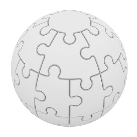 simsearch:400-07578126,k - Sphere consisting of puzzles. Isolated render on a white background Stock Photo - Budget Royalty-Free & Subscription, Code: 400-07259016