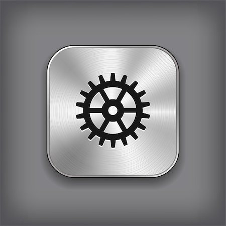 Gear icon - vector metal app button Photographie de stock - Aubaine LD & Abonnement, Code: 400-07259117
