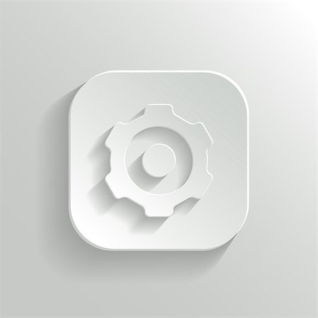 Gear icon - vector white app button Photographie de stock - Aubaine LD & Abonnement, Code: 400-07259125