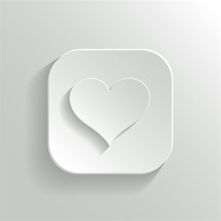favorite - Heart icon - vector white app button with shadow Stock Photo - Budget Royalty-Free & Subscription, Code: 400-07259127