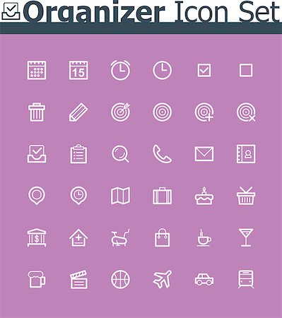 shopping icons vector - Set of the simple personal organizer interface icons Stock Photo - Budget Royalty-Free & Subscription, Code: 400-07259477