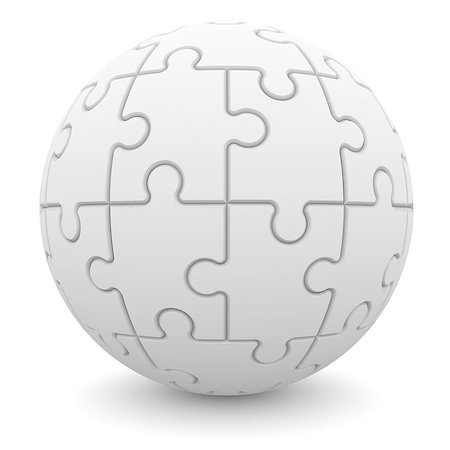 simsearch:400-07578126,k - Sphere consisting of puzzles. Isolated render on a white background Stock Photo - Budget Royalty-Free & Subscription, Code: 400-07250829