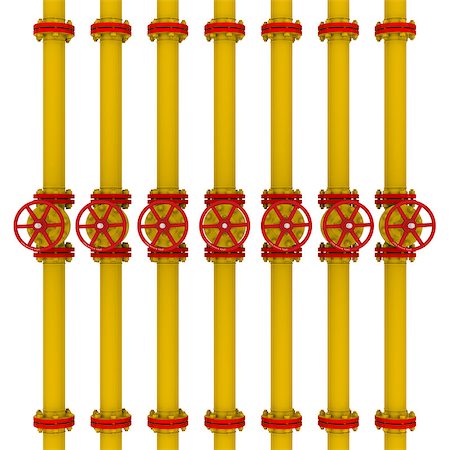 Yellow pipes and valves. Isolated render on a white background Photographie de stock - Aubaine LD & Abonnement, Code: 400-07250840