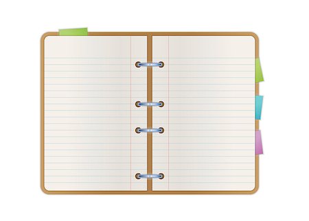 opened notebook with blank paper pages and color bookmarks Stock Photo - Budget Royalty-Free & Subscription, Code: 400-07251200