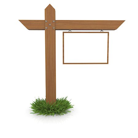 simsearch:400-04229535,k - Wooden signboard in the grass. Isolated render on a white background Photographie de stock - Aubaine LD & Abonnement, Code: 400-07253128