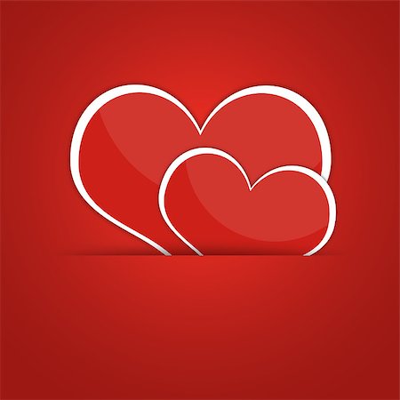 simsearch:400-05897213,k - Two red hearts. Abstract background. The concept of Valentine's Day Stock Photo - Budget Royalty-Free & Subscription, Code: 400-07265355
