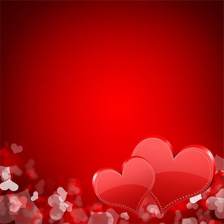 simsearch:400-05897213,k - Two red hearts. Abstract background. The concept of Valentine's Day Stock Photo - Budget Royalty-Free & Subscription, Code: 400-07265367
