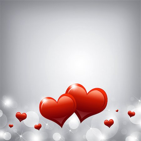 simsearch:400-05897213,k - Two red hearts. Abstract background. The concept of Valentine's Day Stock Photo - Budget Royalty-Free & Subscription, Code: 400-07265384