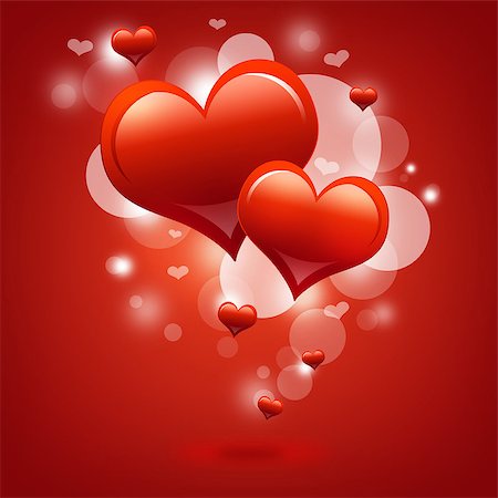 simsearch:400-05897213,k - Two red hearts. Abstract background. The concept of Valentine's Day Stock Photo - Budget Royalty-Free & Subscription, Code: 400-07265388