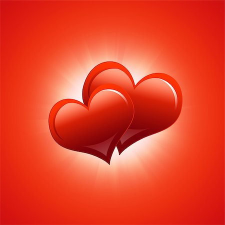 simsearch:400-05897213,k - Two red hearts. Abstract background. The concept of Valentine's Day Stock Photo - Budget Royalty-Free & Subscription, Code: 400-07265382