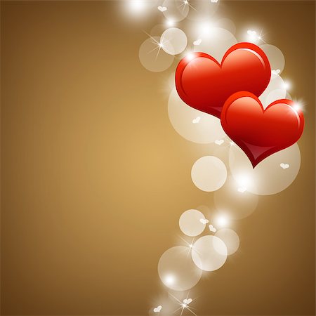 simsearch:400-05897213,k - Two red hearts. Abstract background. The concept of Valentine's Day Stock Photo - Budget Royalty-Free & Subscription, Code: 400-07265396