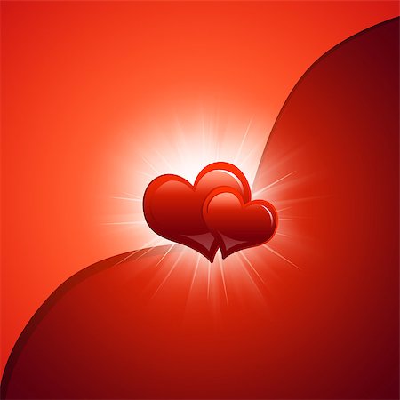 simsearch:400-05897213,k - Two red hearts. Abstract background. The concept of Valentine's Day Stock Photo - Budget Royalty-Free & Subscription, Code: 400-07265416