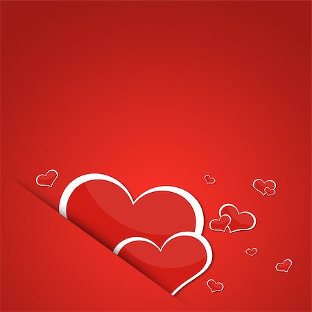 simsearch:400-05897213,k - Two red hearts. Abstract background. The concept of Valentine's Day Stock Photo - Budget Royalty-Free & Subscription, Code: 400-07265419