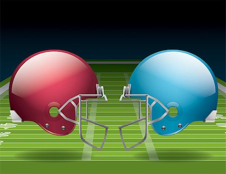 pigskin - An illustration of an American Football field and helmets. Vector EPS 10 file available. EPS file contains transparencies. Gradient mesh only used in the shadows below the helmets on the field. Stock Photo - Budget Royalty-Free & Subscription, Code: 400-07266145