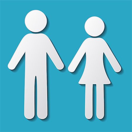 public bathrooms men - White vector man and woman icons with shadows Stock Photo - Budget Royalty-Free & Subscription, Code: 400-07266239