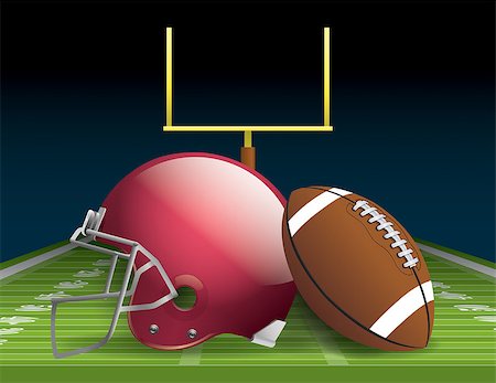 pigskin - Illustration of an american football helmet, ball, and field. Vector EPS 10 file available. EPS file contains transparencies and gradient mesh. Stock Photo - Budget Royalty-Free & Subscription, Code: 400-07266560