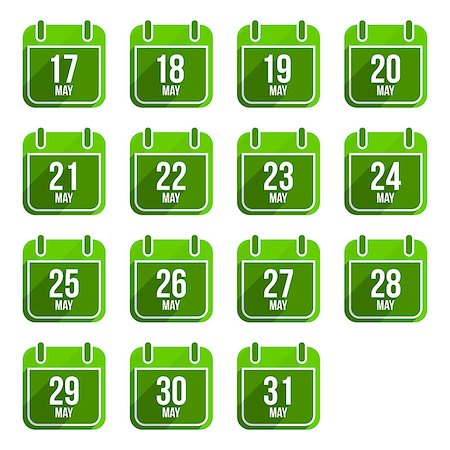 May vector flat calendar icons. Days Of Year Set 16 Stock Photo - Budget Royalty-Free & Subscription, Code: 400-07266650