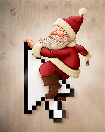 Santa Claus with credit card rides arrow cursor Stock Photo - Budget Royalty-Free & Subscription, Code: 400-07260212
