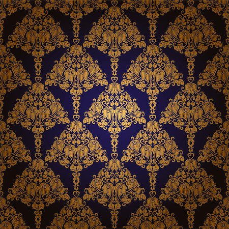 simsearch:400-05888512,k - Damask seamless floral pattern. Royal wallpaper. Floral ornaments on a blue background. EPS 10 Stock Photo - Budget Royalty-Free & Subscription, Code: 400-07260497