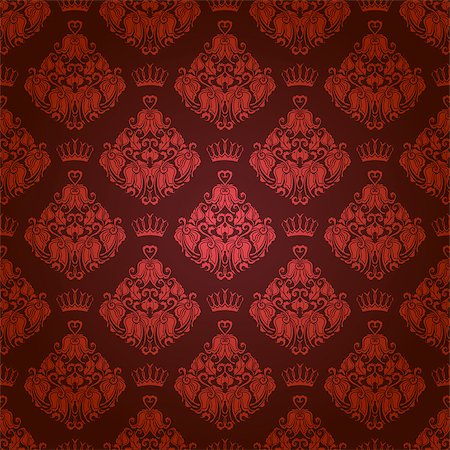 simsearch:400-05879441,k - Damask seamless floral pattern. Royal wallpaper. Flowers, crowns on a background. EPS 10 Stock Photo - Budget Royalty-Free & Subscription, Code: 400-07260507