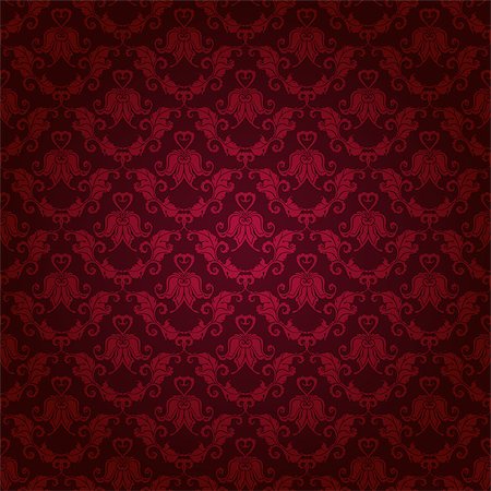 simsearch:400-05879441,k - Damask seamless floral pattern. Royal wallpaper. Floral ornaments on a red background. Vector illustration EPS10. Stock Photo - Budget Royalty-Free & Subscription, Code: 400-07260512