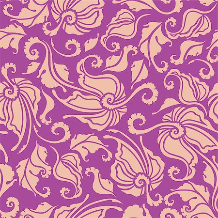 simsearch:400-05879441,k - Seamless floral pattern. Flowers on a purple background. Vector illustration. Stock Photo - Budget Royalty-Free & Subscription, Code: 400-07260513