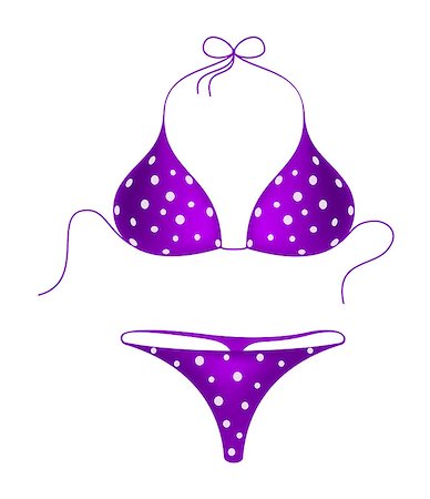simsearch:400-03948818,k - Purple bikini suit with white dots on white background Stock Photo - Budget Royalty-Free & Subscription, Code: 400-07260532