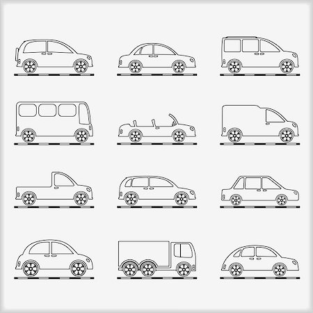 Cars outline icons, vector eps10 illustration Stock Photo - Budget Royalty-Free & Subscription, Code: 400-07260818