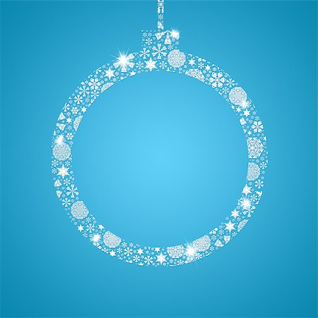 simsearch:400-05707989,k - Silhouette Christmas ball filled with snowflakes. Christmas card Stock Photo - Budget Royalty-Free & Subscription, Code: 400-07261211