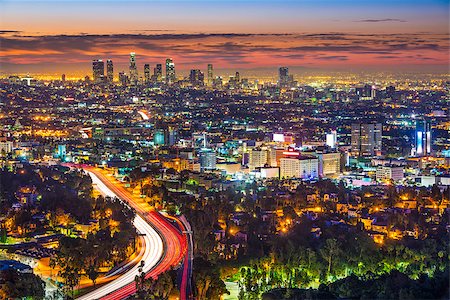 Los Angeles, California in the monring from Mulholland Drive. Stock Photo - Budget Royalty-Free & Subscription, Code: 400-07261381