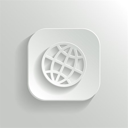 Globe icon - vector white app button with shadow Photographie de stock - Aubaine LD & Abonnement, Code: 400-07261446