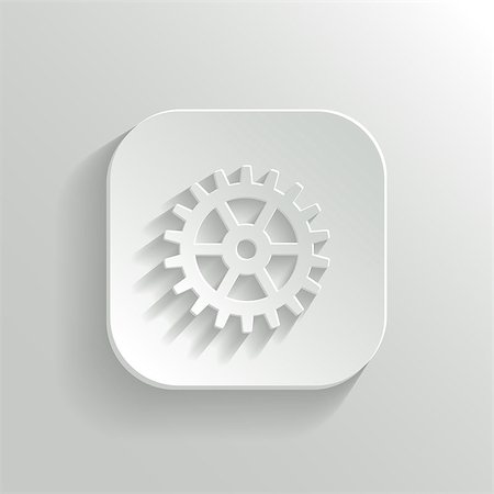 Gear icon - vector white app button Photographie de stock - Aubaine LD & Abonnement, Code: 400-07261482
