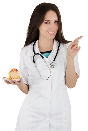 simsearch:400-05106591,k - Woman nutritionist saying “no” to cake, isolated on white background. Stock Photo - Budget Royalty-Free & Subscription, Code: 400-07261961
