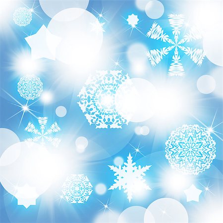 simsearch:400-05006261,k - New Year's background. Snowflakes on abstract blue background Stock Photo - Budget Royalty-Free & Subscription, Code: 400-07262324