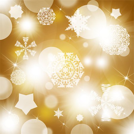simsearch:400-05006261,k - New Year's background. Snowflakes on abstract gold background Stock Photo - Budget Royalty-Free & Subscription, Code: 400-07262354