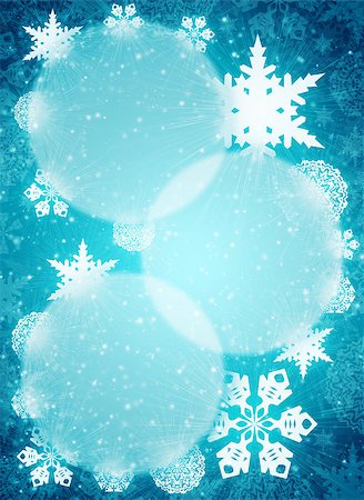 Christmas frame. White snowflakes on the blue background Stock Photo - Budget Royalty-Free & Subscription, Code: 400-07262380