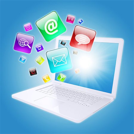 Laptop and program icons. The concept of computer software Stock Photo - Budget Royalty-Free & Subscription, Code: 400-07262591