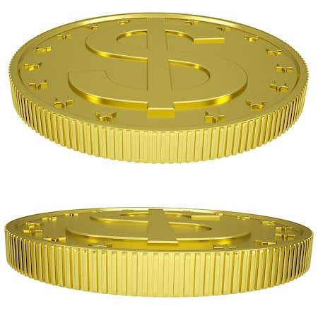 simsearch:400-04365987,k - Gold dollars. Isolated render on a white background Photographie de stock - Aubaine LD & Abonnement, Code: 400-07262818