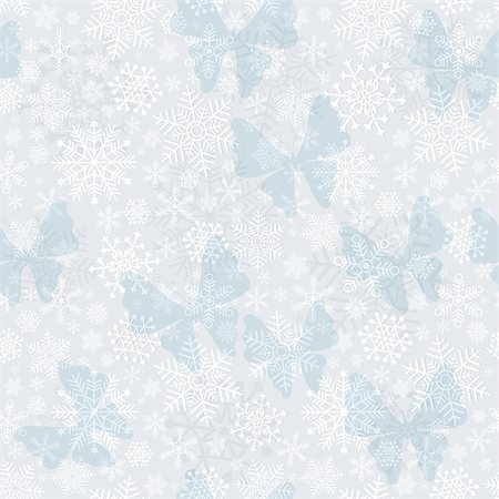 simsearch:400-04642641,k - Seamless silvery Christmas pattern with snowflakes and butterflies (vector eps 10) Stock Photo - Budget Royalty-Free & Subscription, Code: 400-07263249