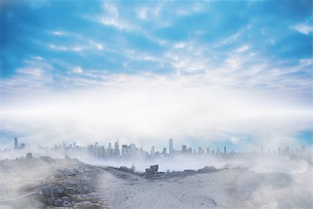 dusty environment - Dusty path leading to city under the clouds Stock Photo - Budget Royalty-Free & Subscription, Code: 400-07277235