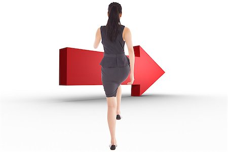 Businesswoman stepping up against red arrow Stock Photo - Budget Royalty-Free & Subscription, Code: 400-07277559