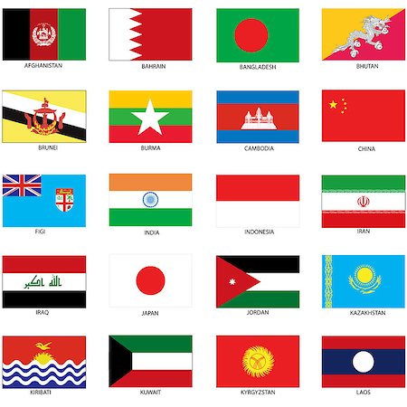 Vector Illustration of the Flags of different countries of the world. They are organized by location then in alphabetical in order. Dozens of flags in each file and hundreds all together. Photographie de stock - Aubaine LD & Abonnement, Code: 400-07272649